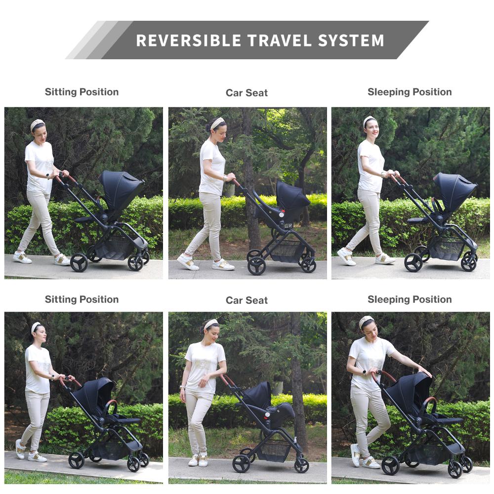 Teknum STROLL 1 Grey Travel System - Reversible Stroller & Compacto Baby Car Seat, Easy Fold, Multi-Recline, 0m+