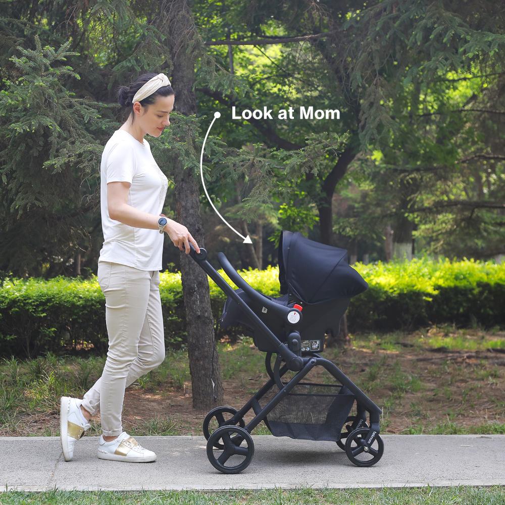 Teknum STROLL 1 Grey Travel System - Reversible Stroller & Compacto Baby Car Seat, Easy Fold, Multi-Recline, 0m+