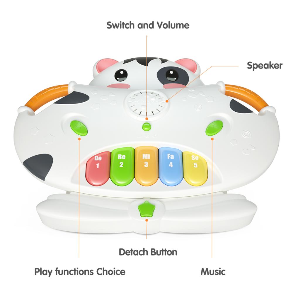 Tumama Kids - 2-in-1 Interactive Cow Piano With Shape Sorter