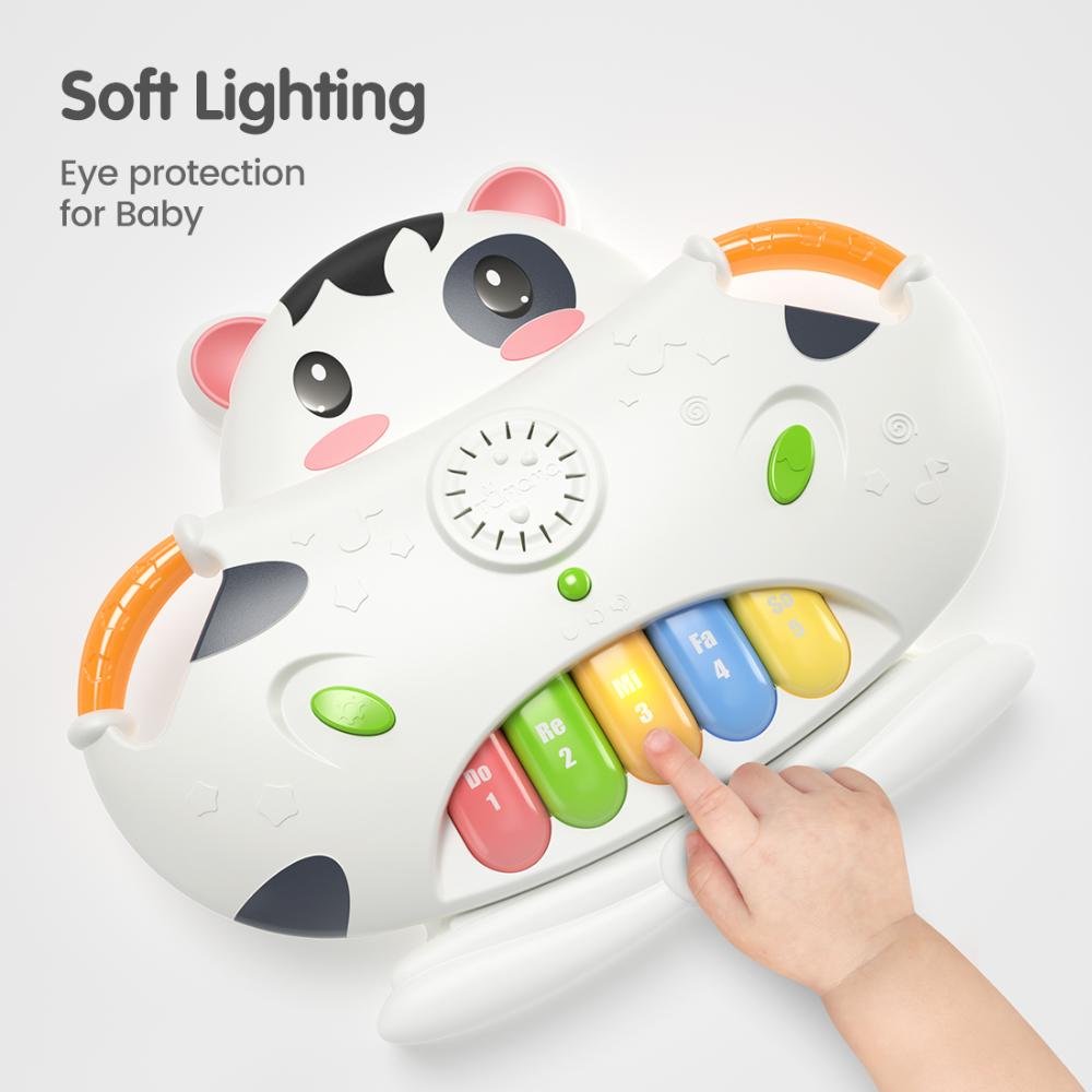 Tumama Kids - 2-in-1 Interactive Cow Piano With Shape Sorter