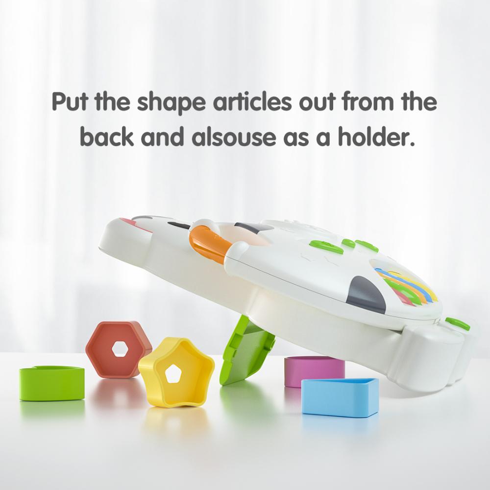 Tumama Kids - 2-in-1 Interactive Cow Piano With Shape Sorter