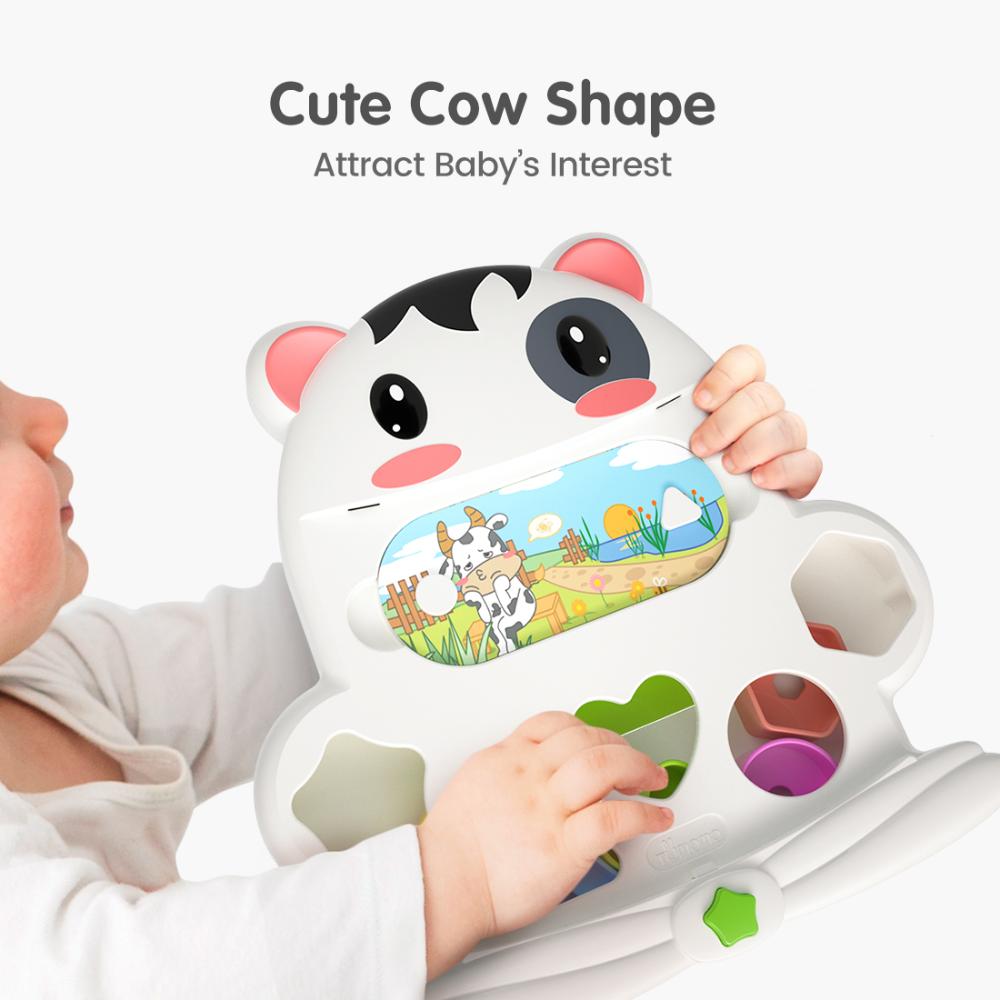 Tumama Kids - 2-in-1 Interactive Cow Piano With Shape Sorter