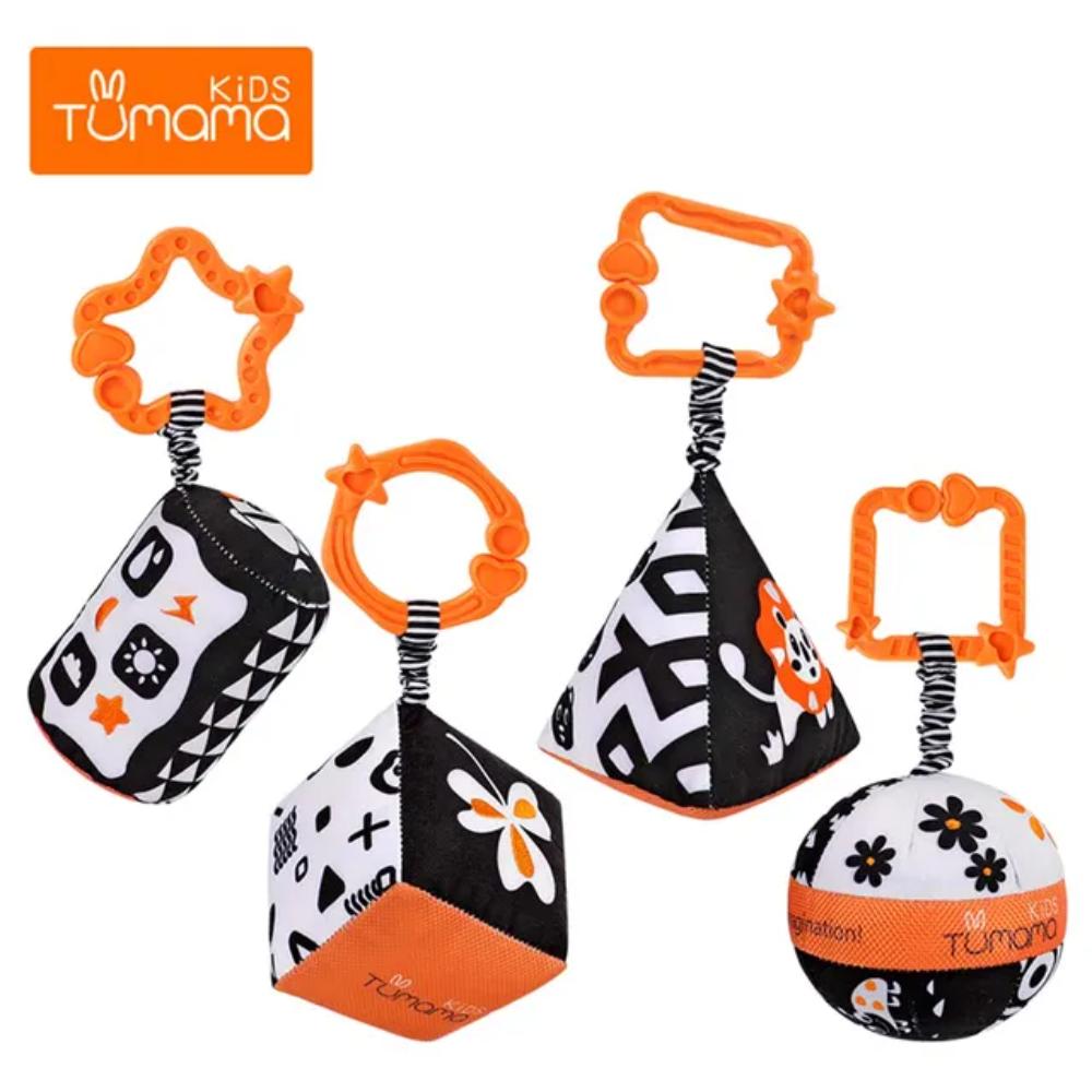 Tumama Kids - Hanging Rattle Set - Black/White (4Pcs)