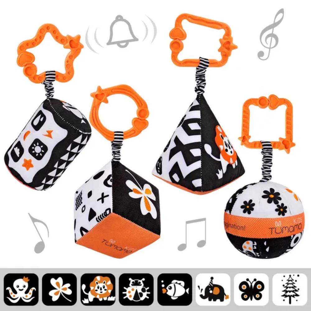 Tumama Kids - Hanging Rattle Set - Black/White (4Pcs)