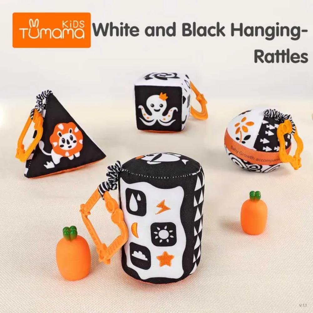 Tumama Kids - Hanging Rattle Set - Black/White (4Pcs)