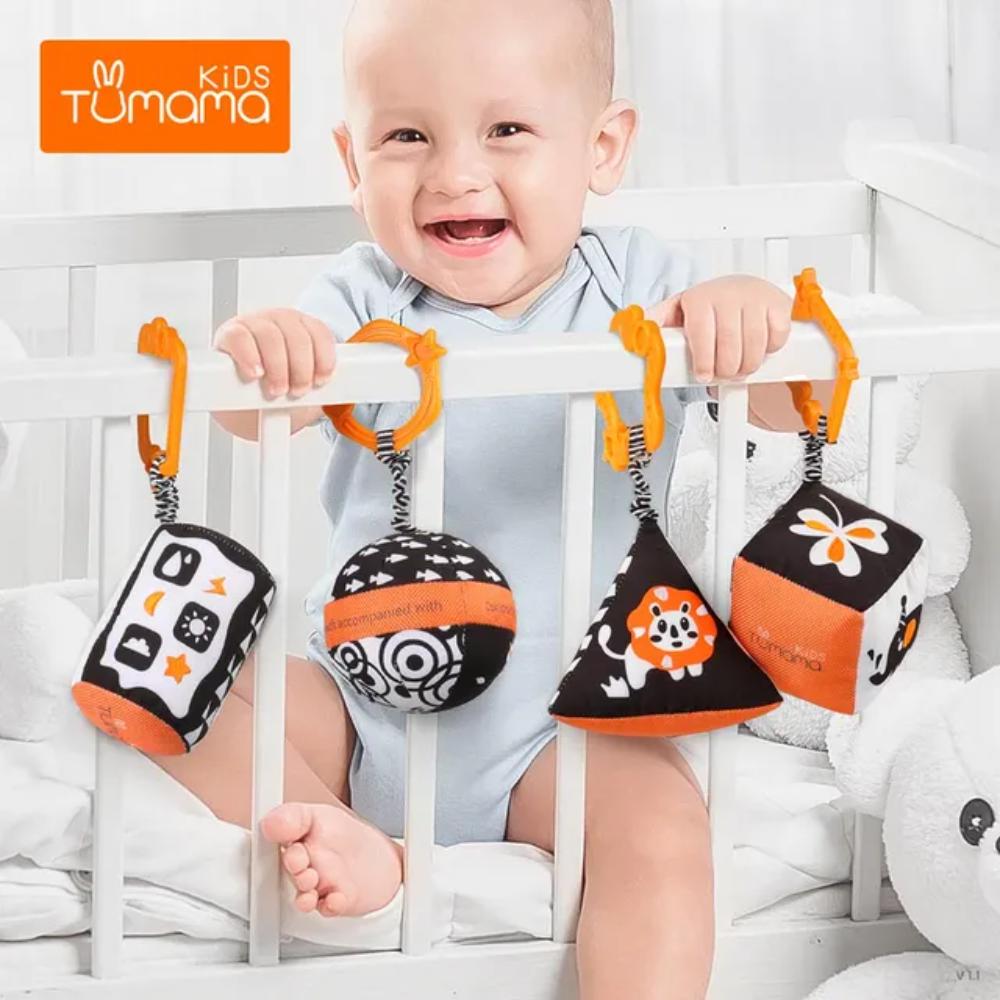 Tumama Kids - Hanging Rattle Set - Black/White (4Pcs)