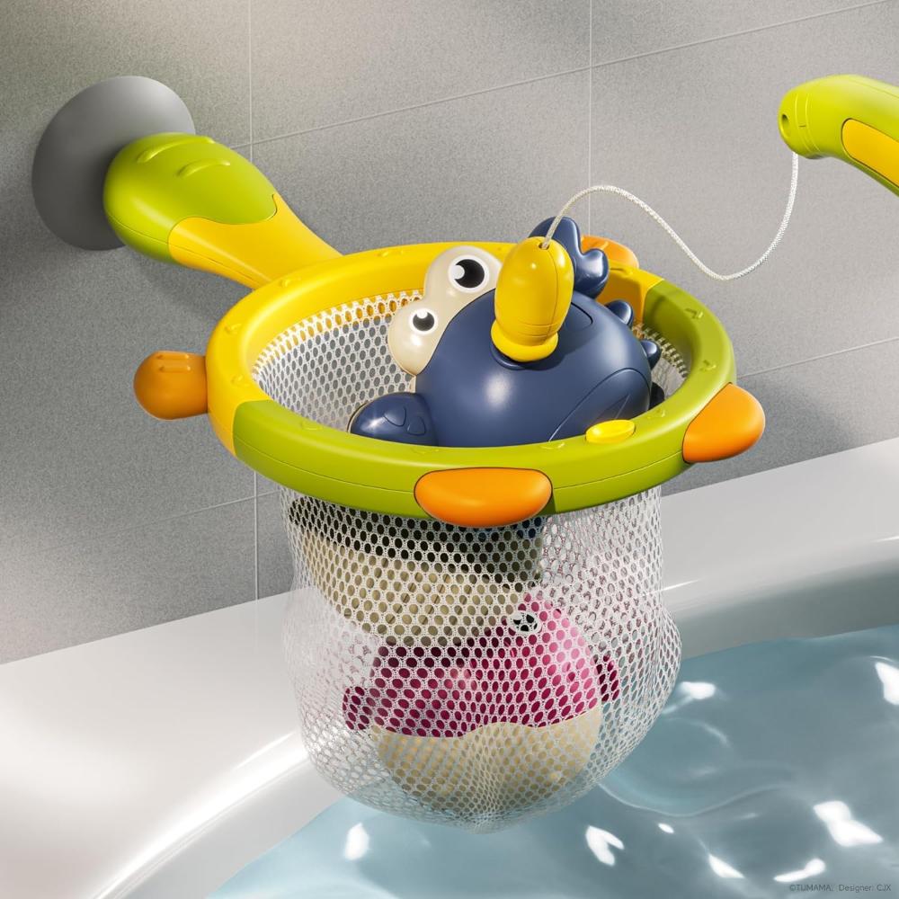 Tumama Kids - Magnetic Bath Fishing Toy Set W/Rod, Net & 3 Colorful Fish
