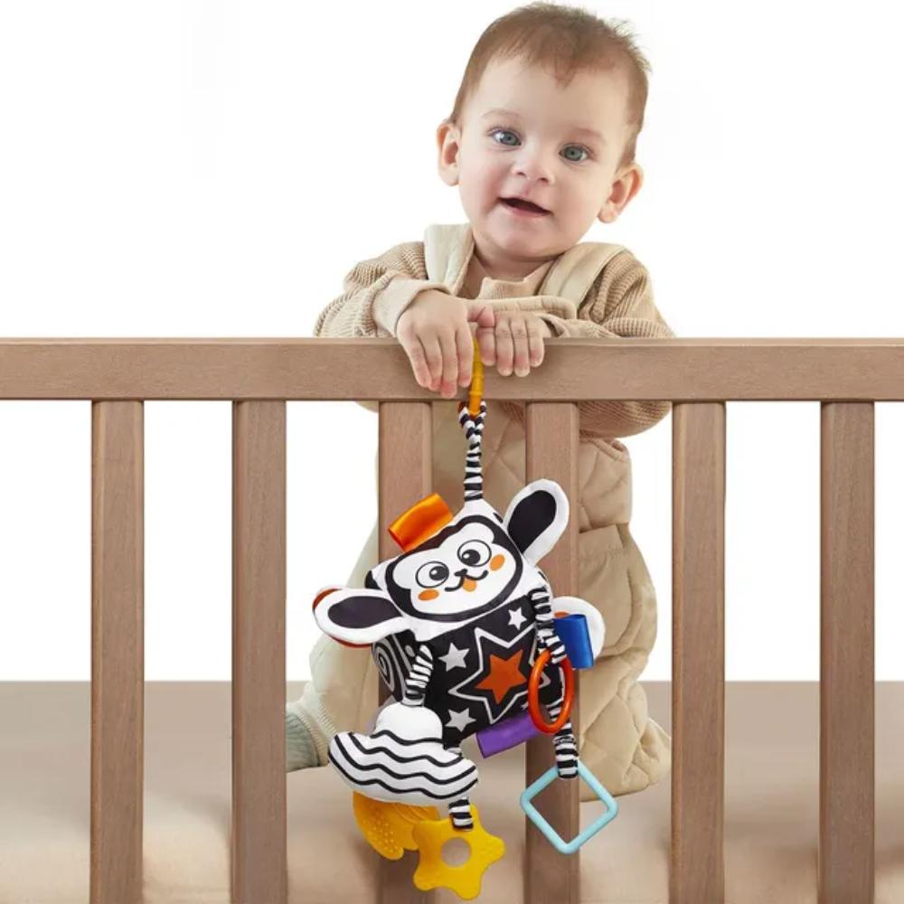 Tumama Kids - Sensory 6-side Square Cube Hanging Rattle Toy W/ Teether