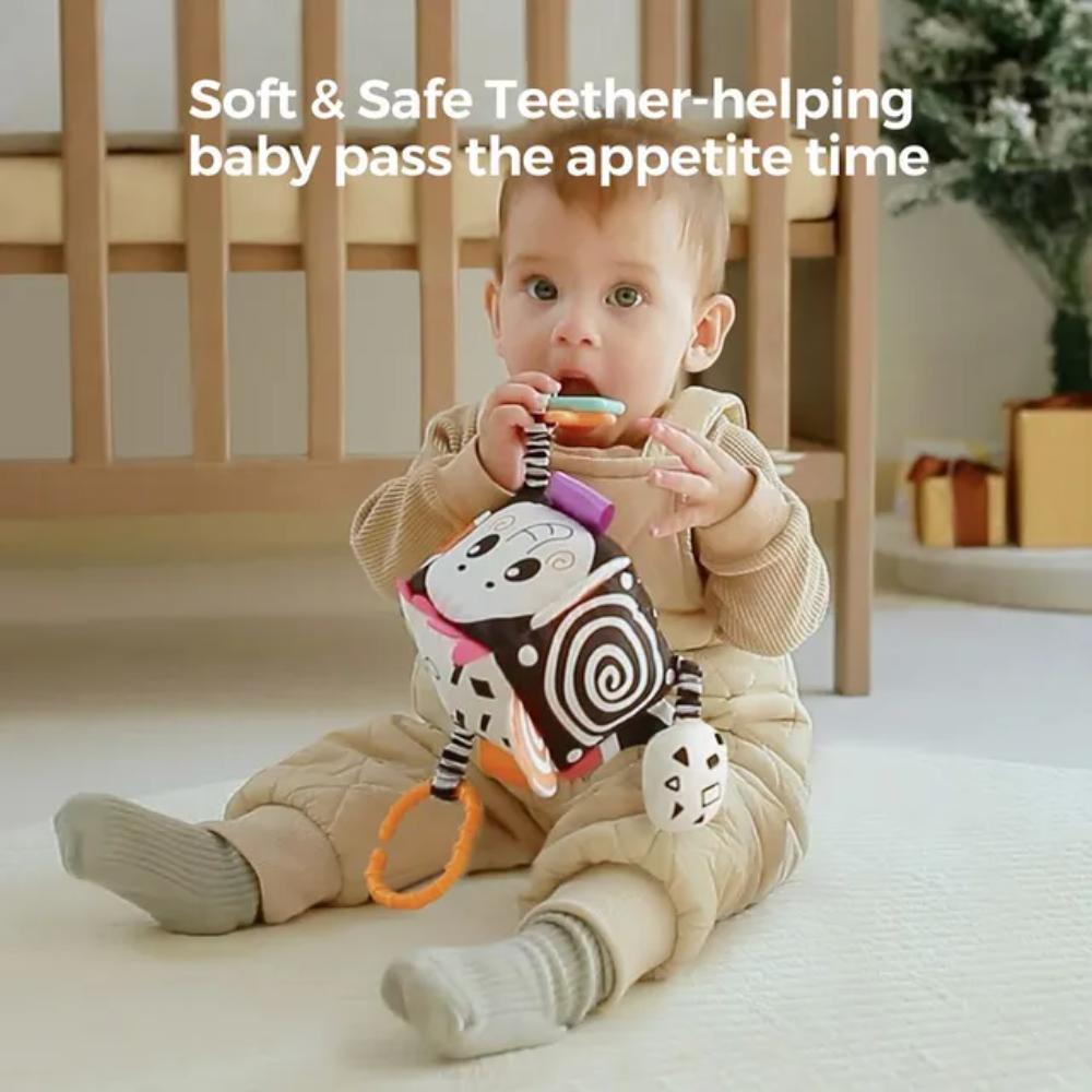 Tumama Kids - Sensory 6-side Square Cube Hanging Rattle Toy W/ Teether