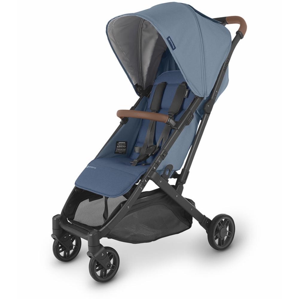 Uppababy - Charlotte Minu V2 Stroller - Coastal Blue Melange/Carbon Frame/Saddle Leather
