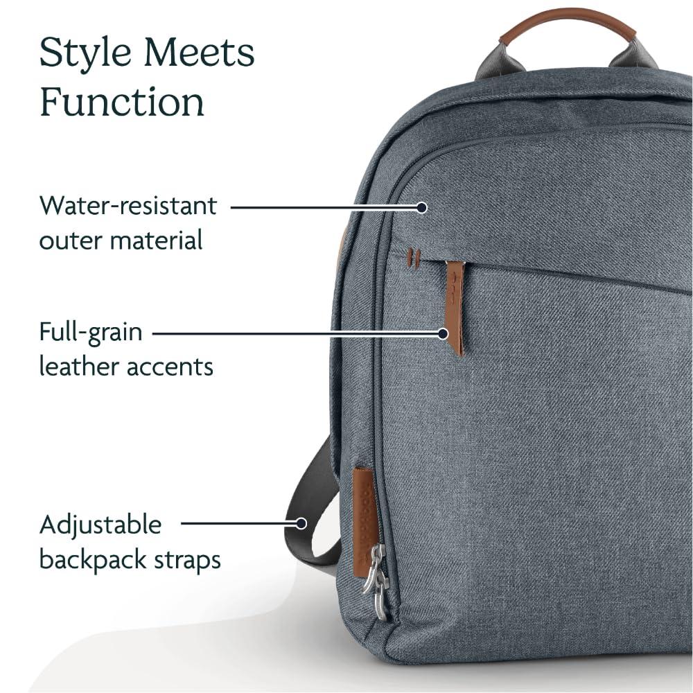 Uppababy - Greyson Changing Backpack - Charcoal Melange/Saddle Leather
