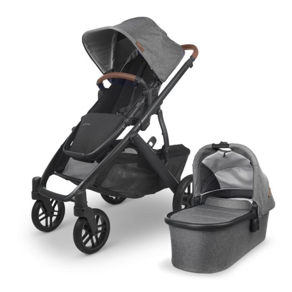 Uppababy - Greyson Vista V2 Stroller - Charcoal Melange/Carbon Frame/Saddle Leather