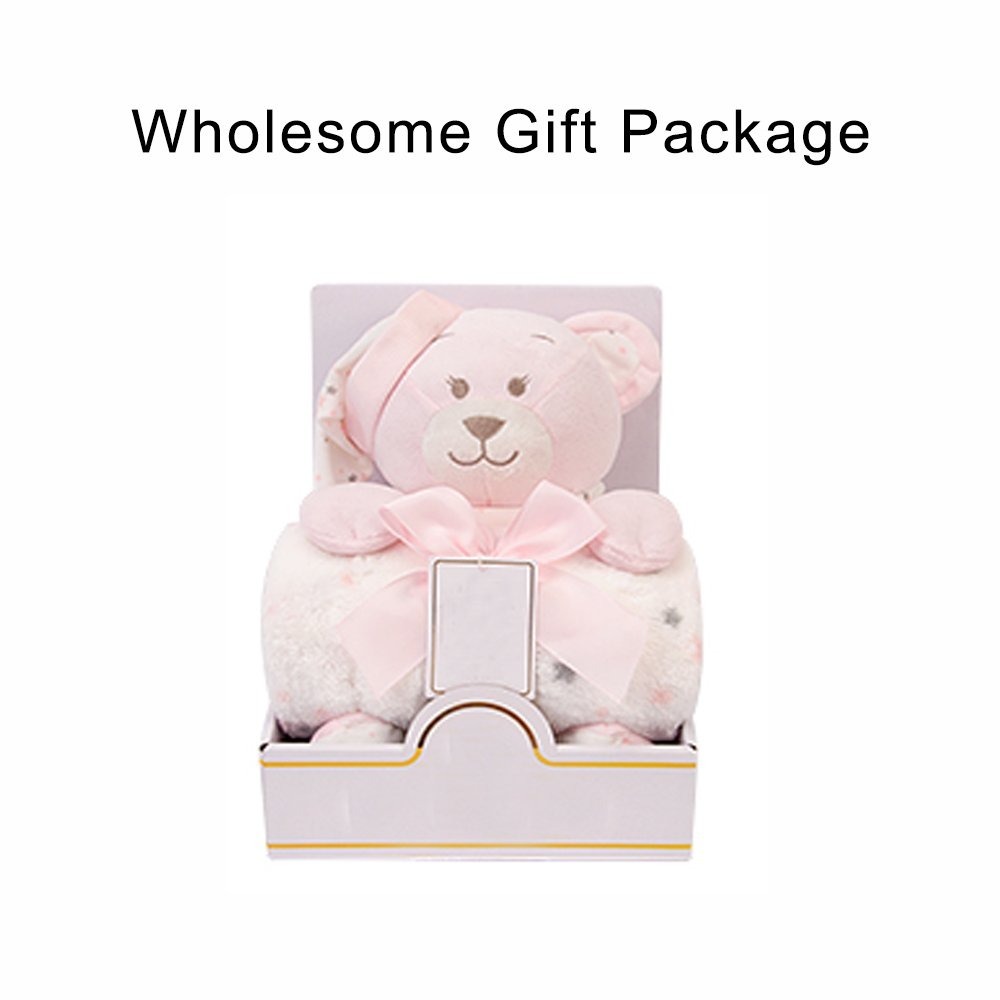 Factory Price - Animal Stuffed Cuddly Toy and Blanket Gift Set - Pink Teddy