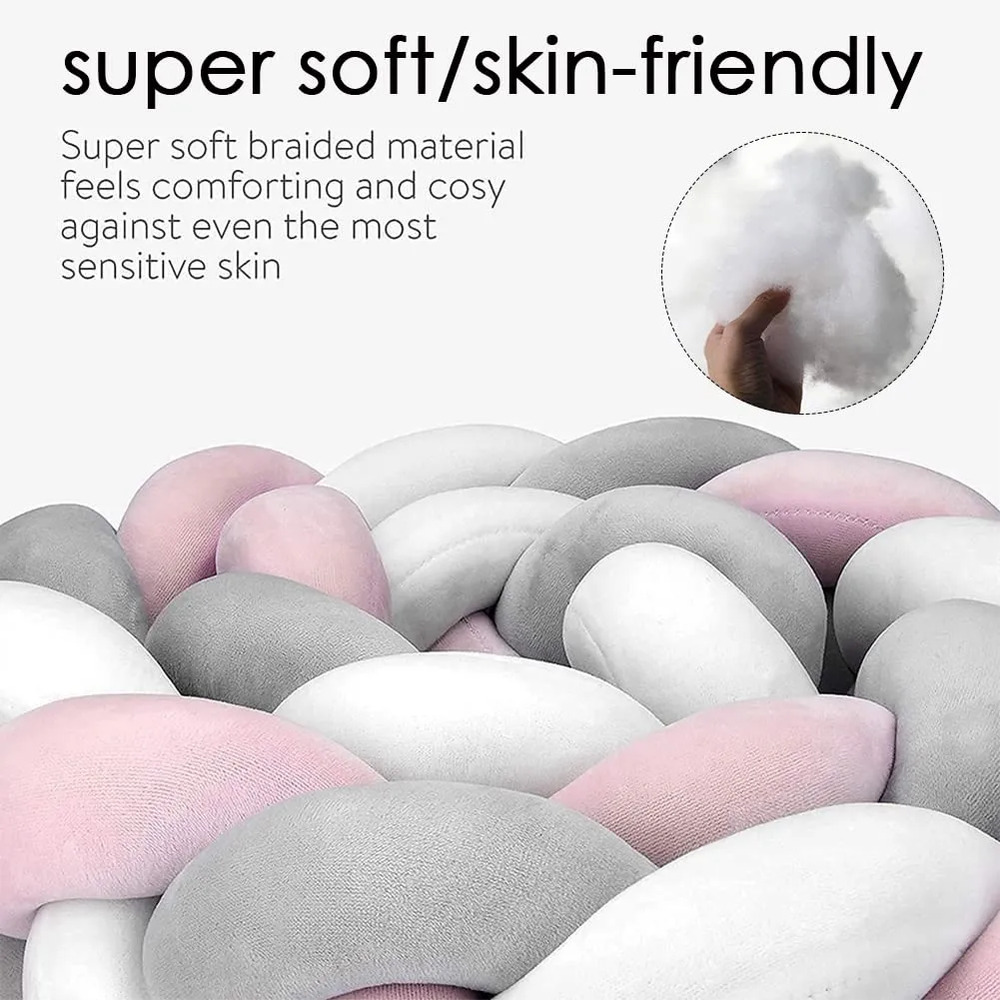 Factory Price - Baby Crib Washable Bed Soft Cushion Bumper Set - Pink