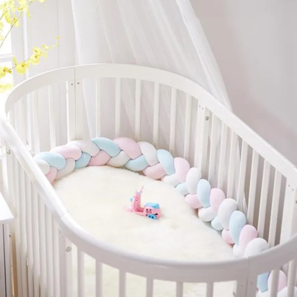 Factory Price - Baby Crib Washable Bed Soft Cushion Bumper Set - Pink