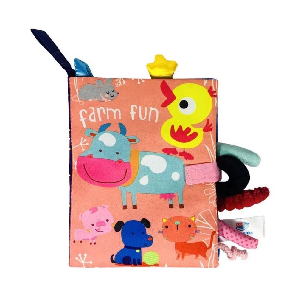 Factory Price - Caden Washable Activity Cloth Book With Rattle Sound - Farm