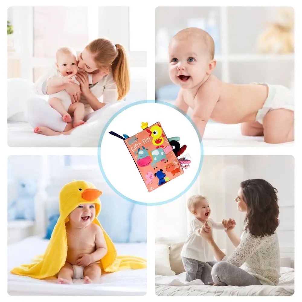 Factory Price - Caden Washable Activity Cloth Book With Rattle Sound - Farm