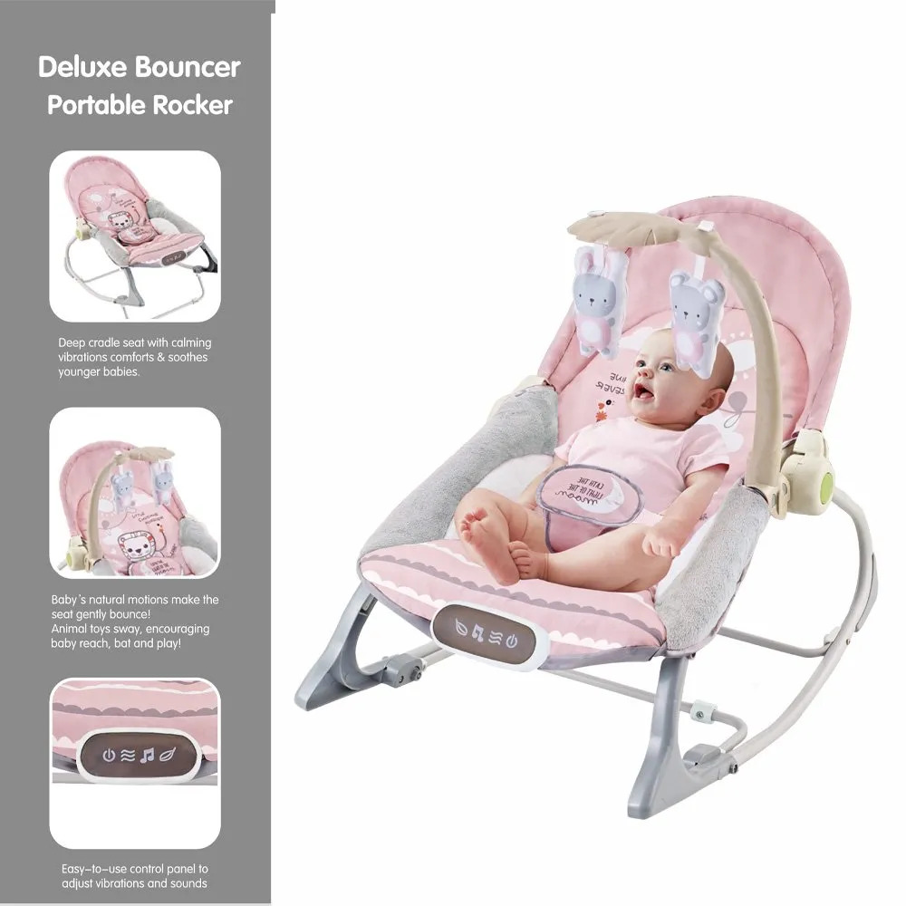 Factory Price - Destiny Infant Bouncer With Music and Toys - Pink