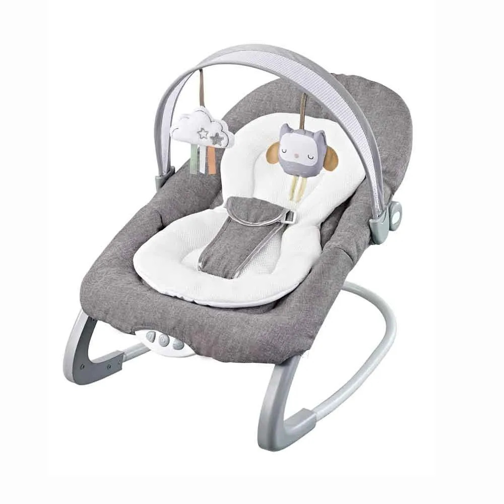 Factory Price - Royal Baby Bouncer With Toys and Music - Grey