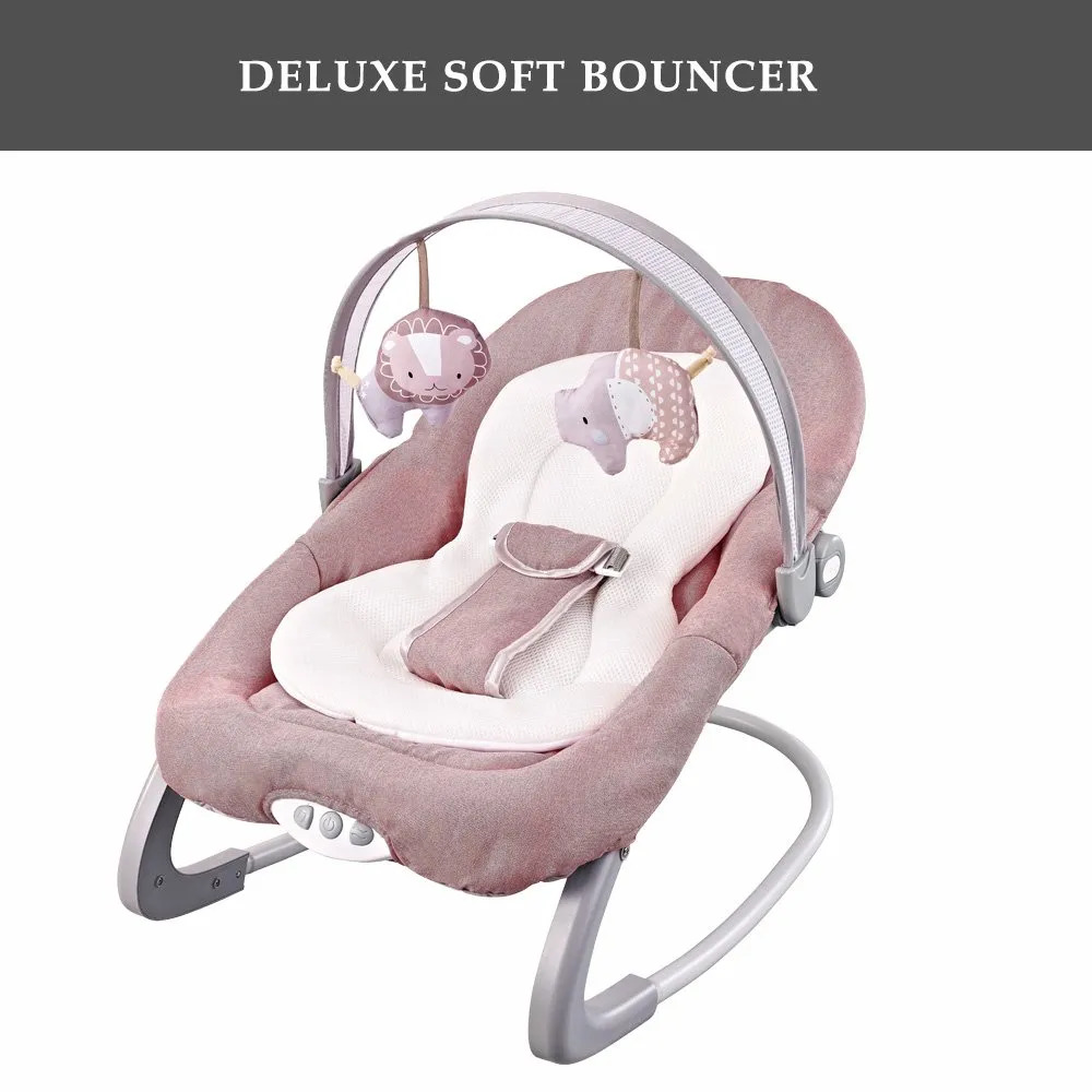 Factory Price - Royal Baby Bouncer With Toys and Music - Light Brown