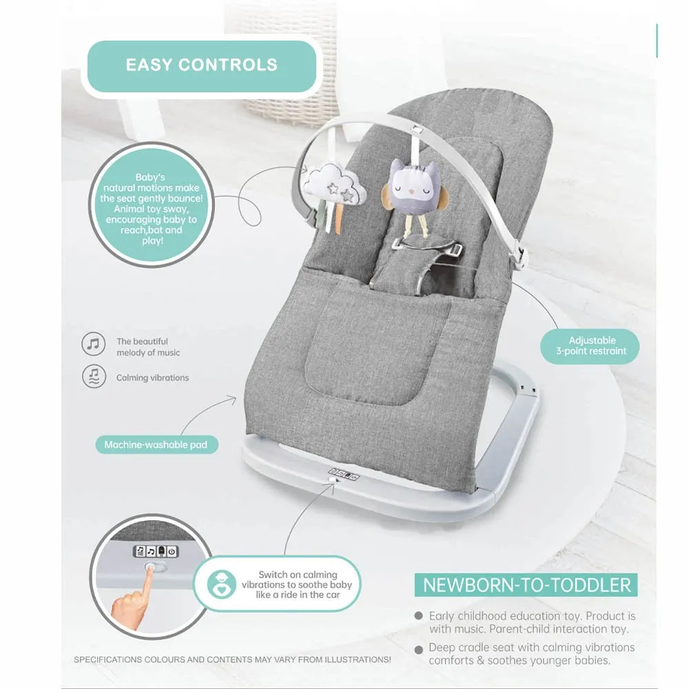 Factory Price - Winston Baby Bouncer With Toys and Musics - Grey
