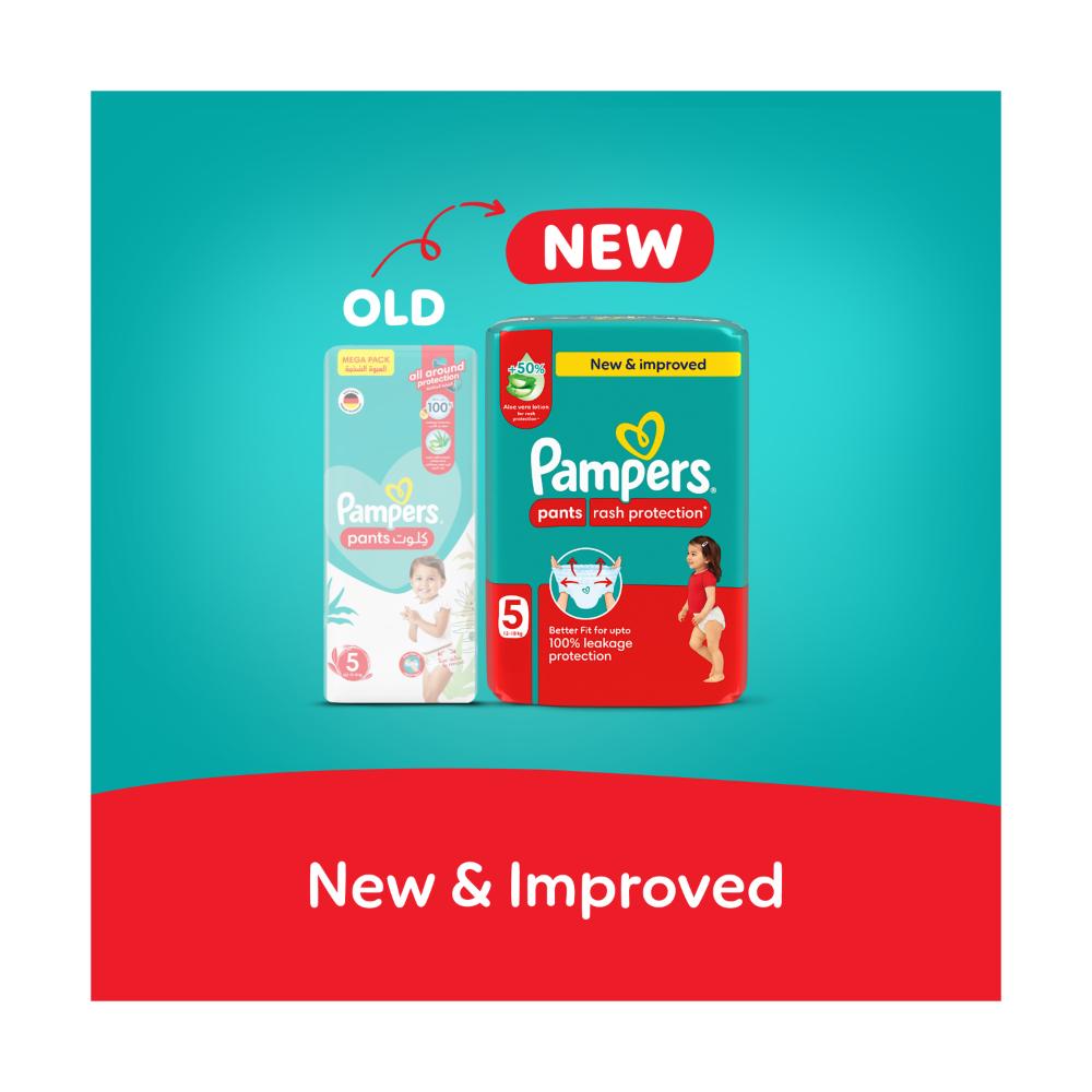 Pampers - Rash Protection Pants Diapers Mega Pack, Size 5 (12-18kg) - 48 Count
