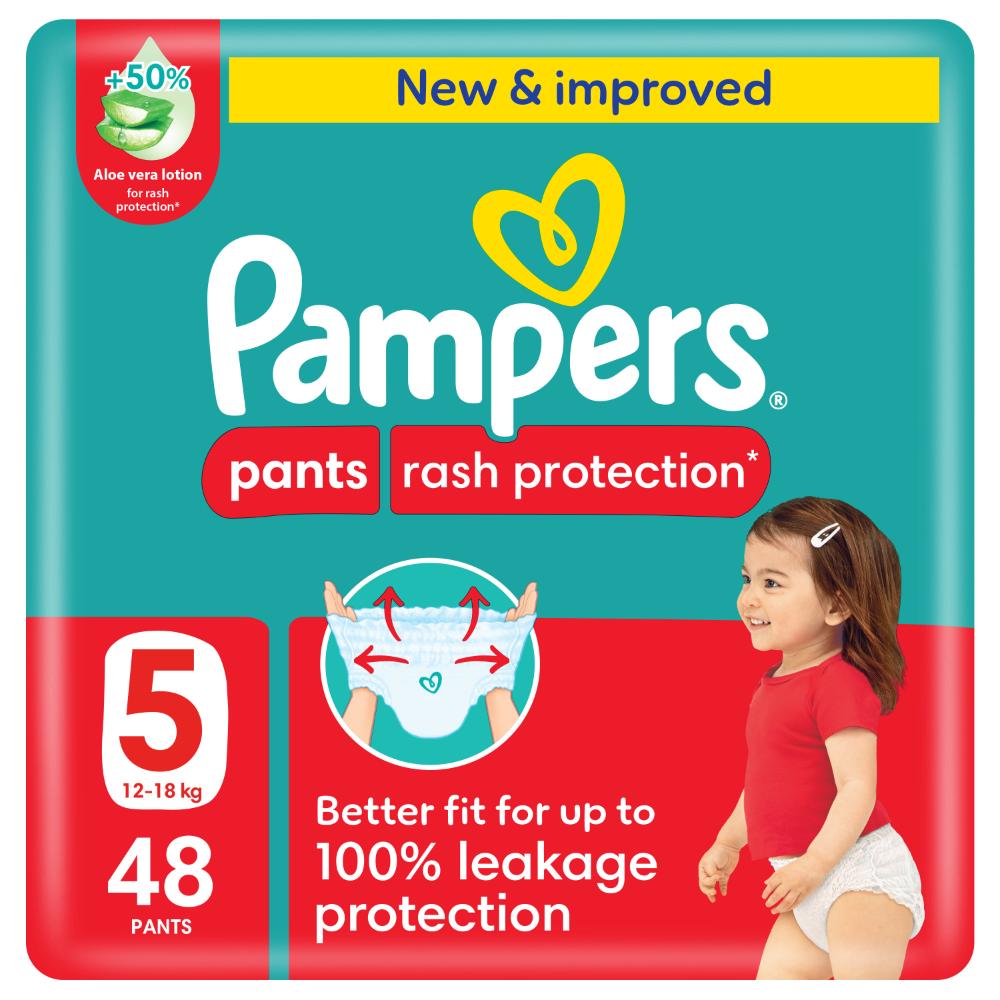 Pampers - Rash Protection Pants Diapers Mega Pack, Size 5 (12-18kg) - 48 Count