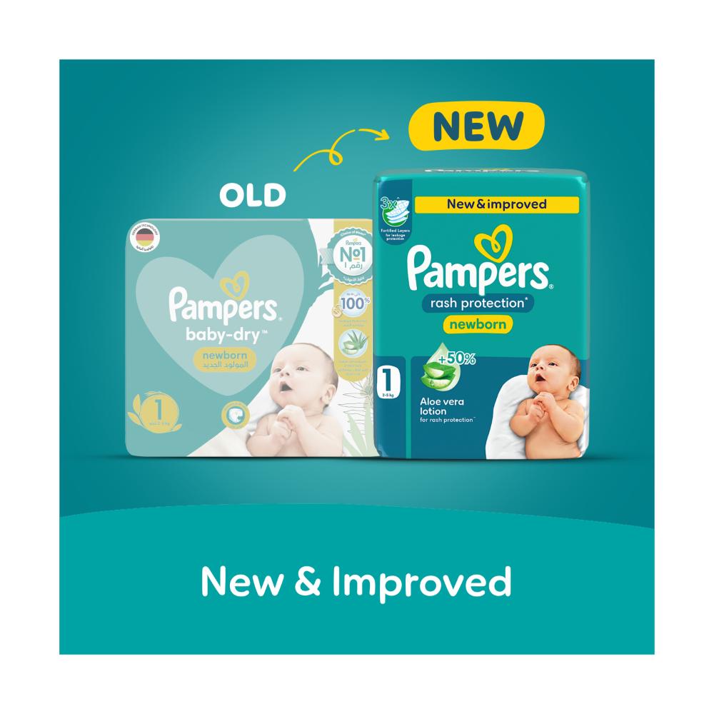 Pampers - Rash Protection Taped Diapers Jumbo Pack, Size 1 (2-5kg) - 66 Count