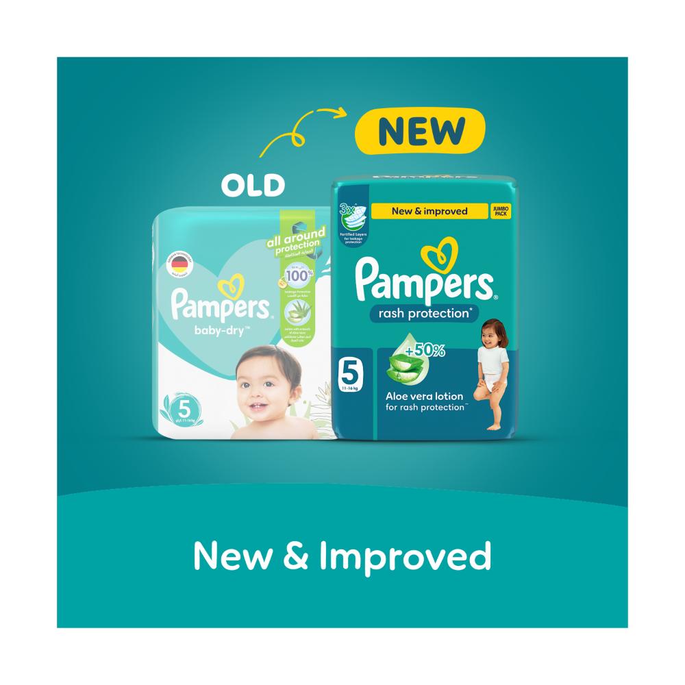 Pampers - Rash Protection Taped Diapers Jumbo Pack, Size 5 (11-16kg) - 66 Count
