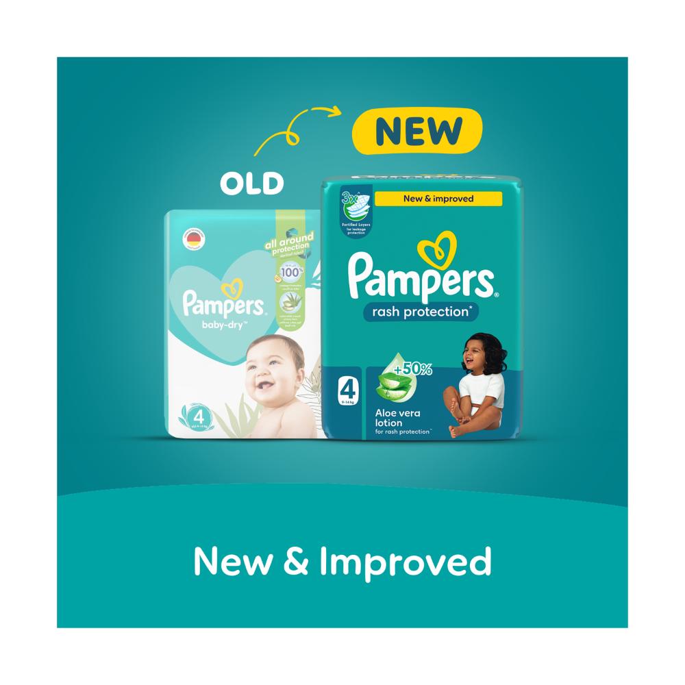 Pampers - Rash Protection Taped Diapers Mega Pack, Size 4 (3-8kg) - 60 Count