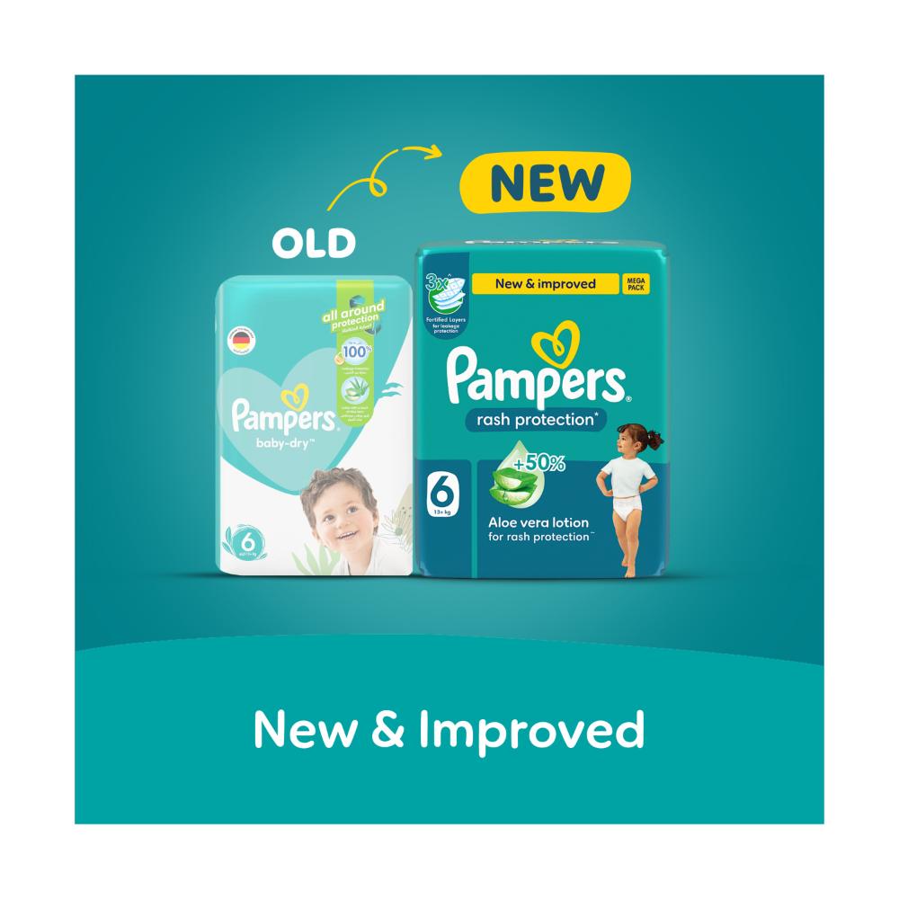 Pampers - Rash Protection Taped Diapers Mega Pack, Size 6 (13+kg) - 36 Count