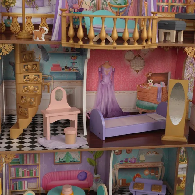KidKraft Enchanted Greenhouse Castle – Wooden 3-Level Dollhouse for Kids