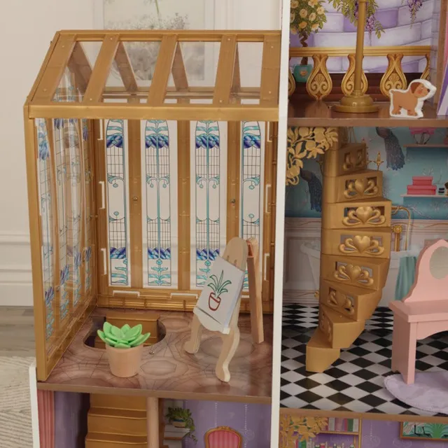 KidKraft Enchanted Greenhouse Castle – Wooden 3-Level Dollhouse for Kids