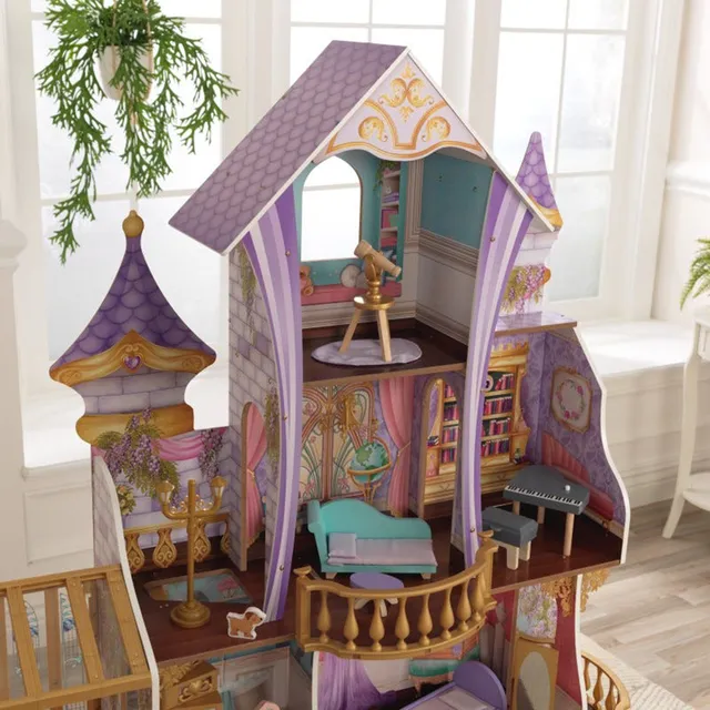 KidKraft Enchanted Greenhouse Castle – Wooden 3-Level Dollhouse for Kids
