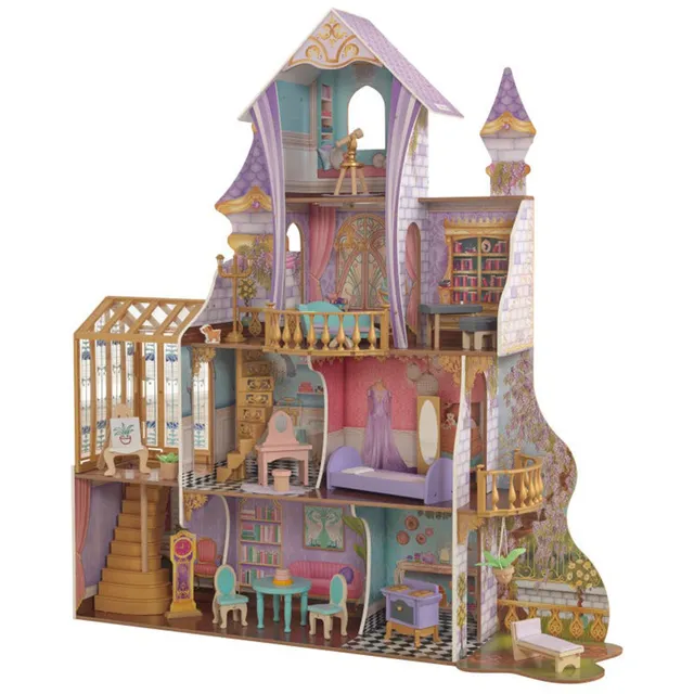 KidKraft Enchanted Greenhouse Castle – Wooden 3-Level Dollhouse for Kids