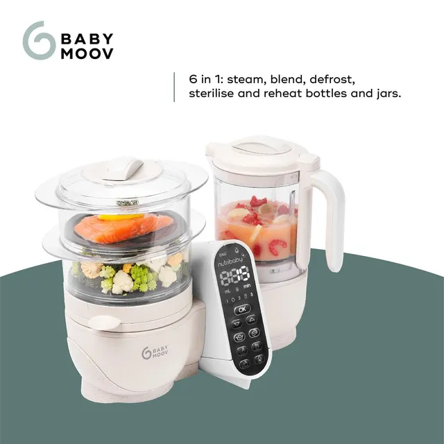 Babymoov Nutribaby Plus 6-in-1 Beige Baby Multi Food Processor - Steam, Blend, Sterilize