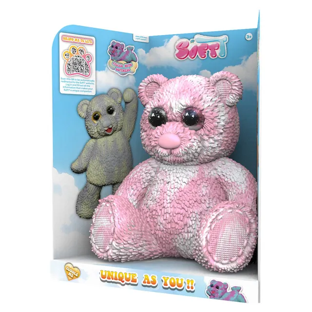 SoftT - Teddy Bear – Cuddly Plush Gift in Open Display Box 28 cm Pink