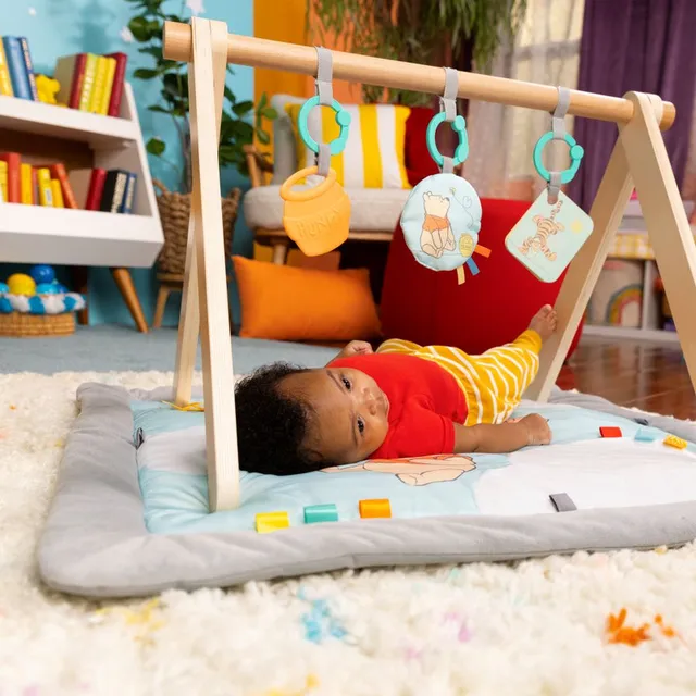 Bright Starts - WINNIE THE POOH Once Upon a Tummy Time Activity Gym, Plush Play Mat with Developmental Toys, 0-12 Months