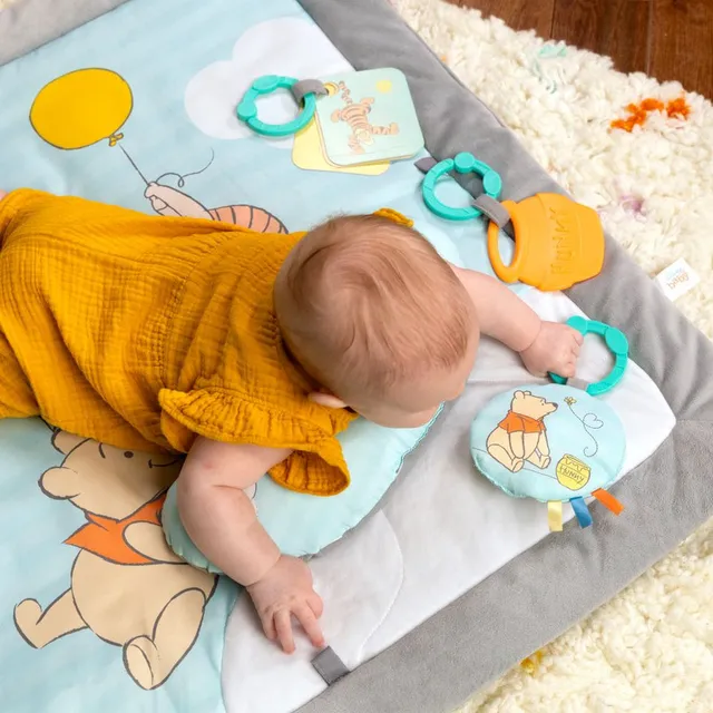 Bright Starts - WINNIE THE POOH Once Upon a Tummy Time Activity Gym, Plush Play Mat with Developmental Toys, 0-12 Months