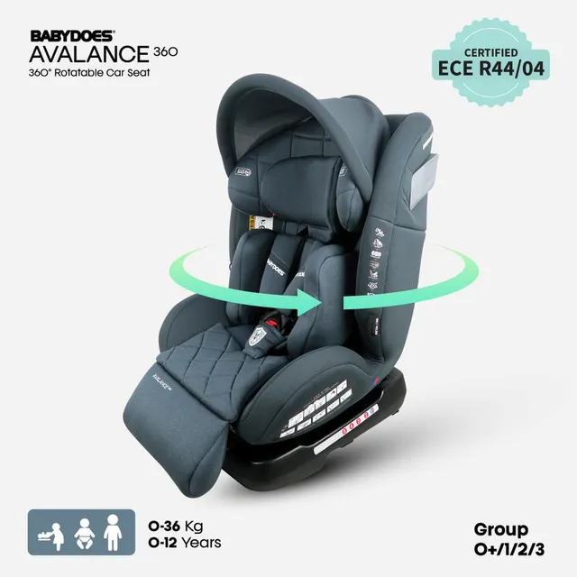 Babydoes - Advance All-in-One Car Seat with 360° Rotation (Up to 36 kg) - Grey