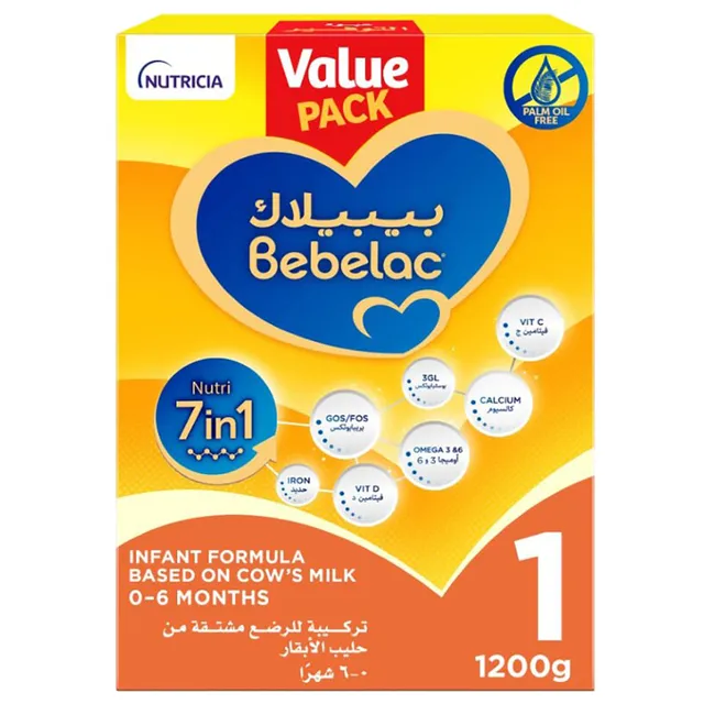 Bebelac 1 Nutri 7in1 Infant Milk Formula from Birth to 6 months, Value Pack 1200g