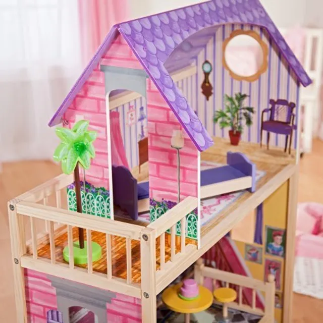 KidKraft Kayla Wooden Dollhouse - Multi-Level Dollhouse Playset with Furniture for Kids