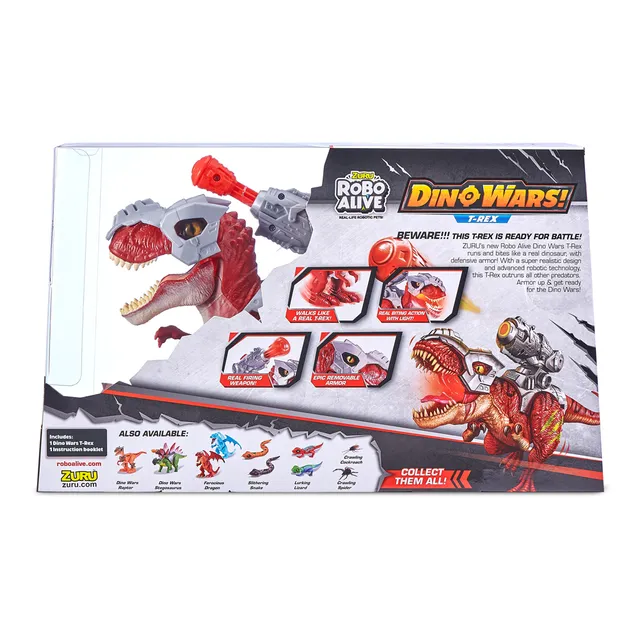 Zuru Robo Alive - Dino Wars -Series 1 T-rex Toy With Epic Armor - Dino Blaster