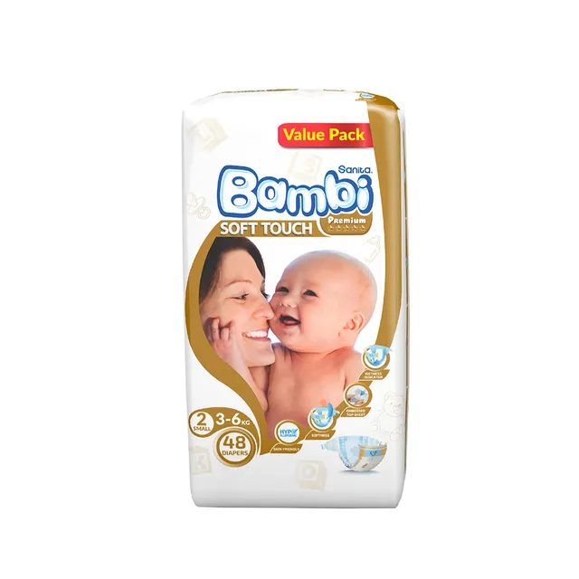 Sanita Bambi - Baby Diapers Value Pack Size 2, Small, 3-6 KG, 48 Count