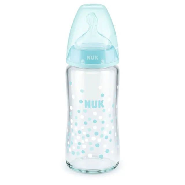 NUK - First Choice Plus Temperature Control Glass Bottle 240ml - assorted