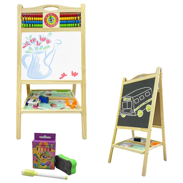 Factory Price - Double Sided Magnetic Wooden Easel Board With Drawing Accessories