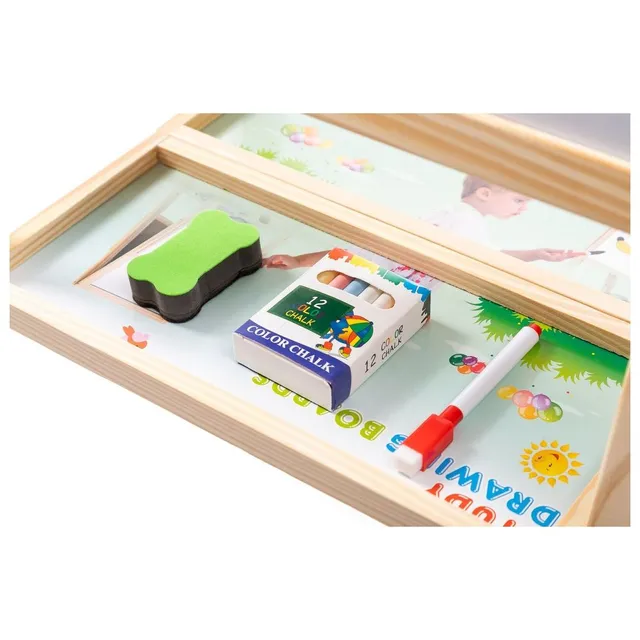 Factory Price - Double Sided Magnetic Wooden Easel Board With Drawing Accessories