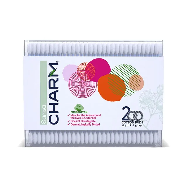 Sanita Charm 100% Cotton Buds, 200 Buds