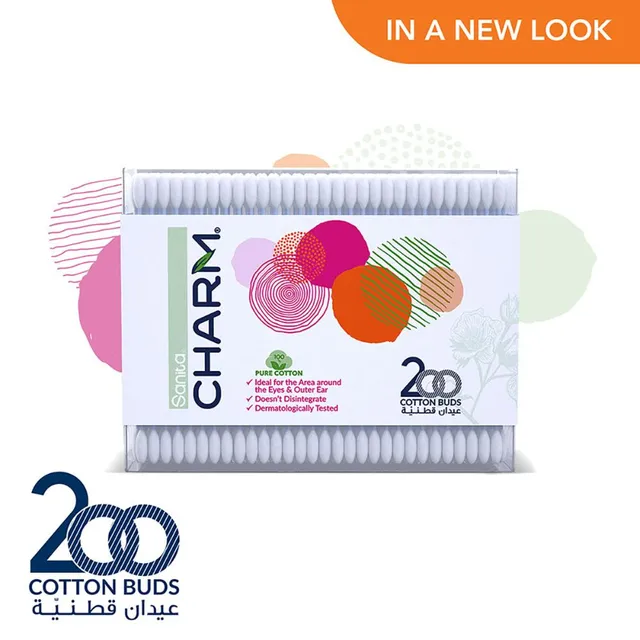 Sanita Charm 100% Cotton Buds, 200 Buds