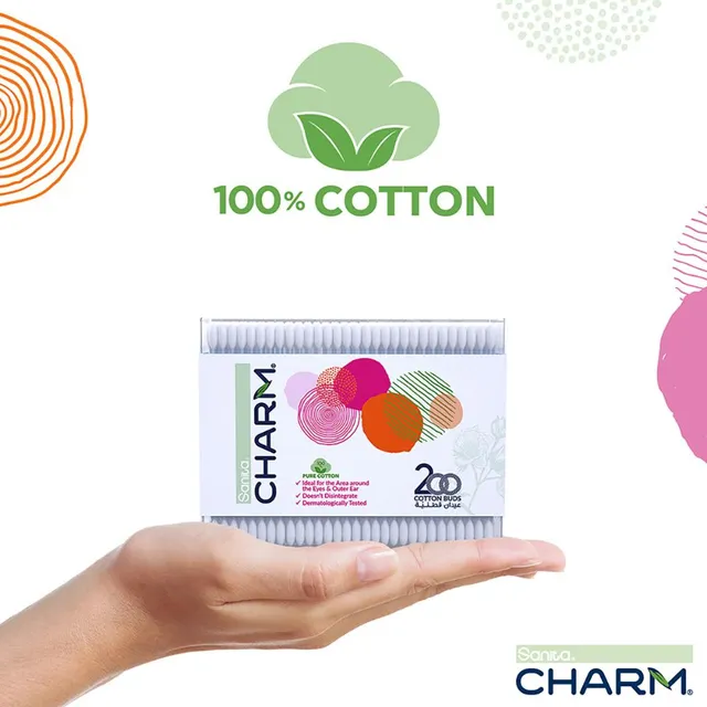Sanita Charm 100% Cotton Buds, 200 Buds